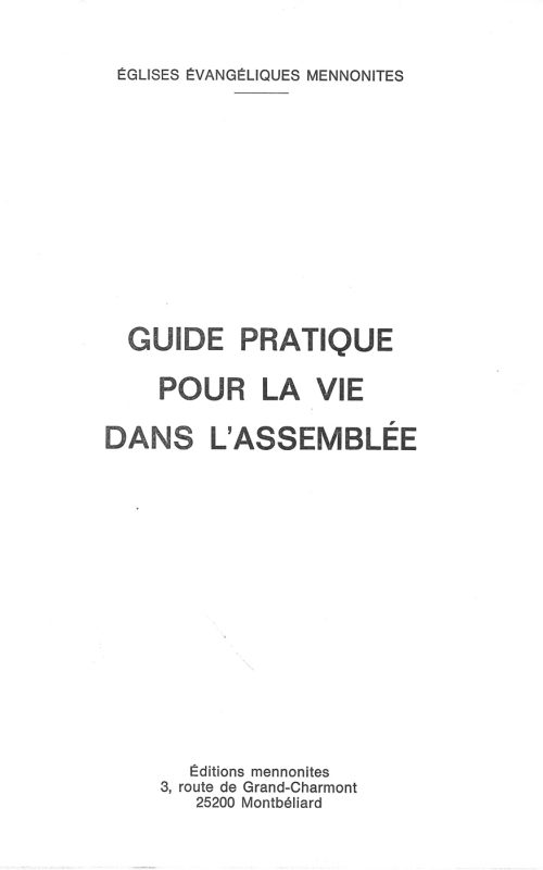 Guide Pratique pour la Vie dans l’Assemblée (Possibilité de télécharger GRATUITEMENT)