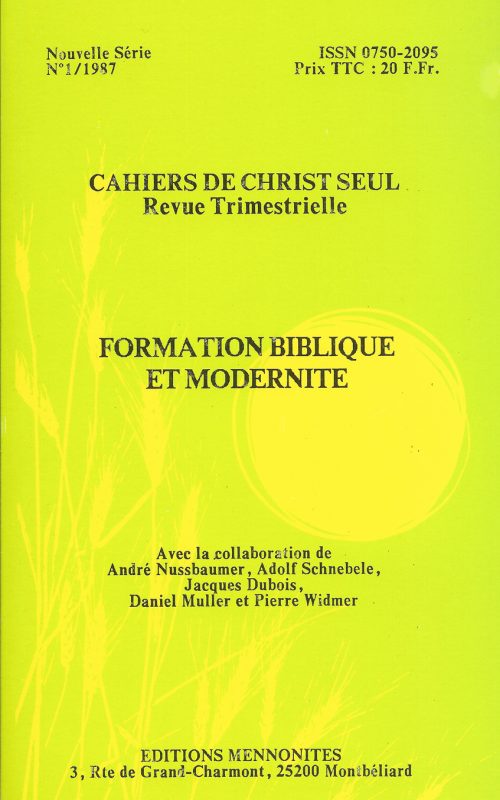 Formation biblique et modernité